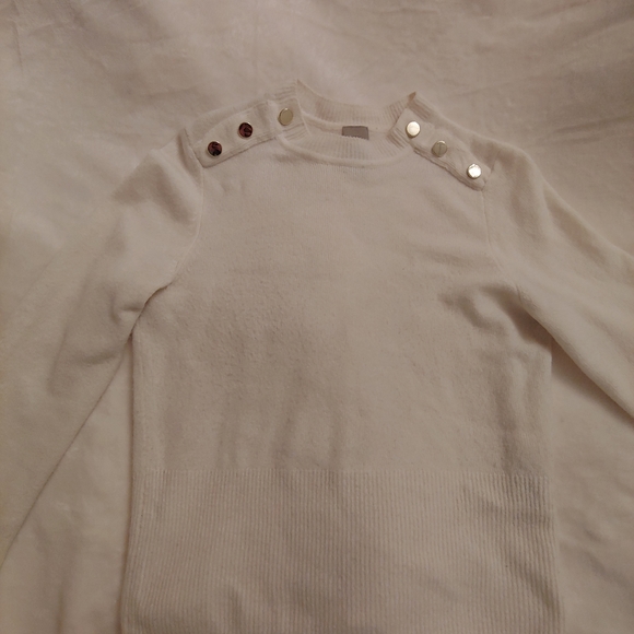 H&M Sweaters - White mock neck sweater w/ gold button detail
